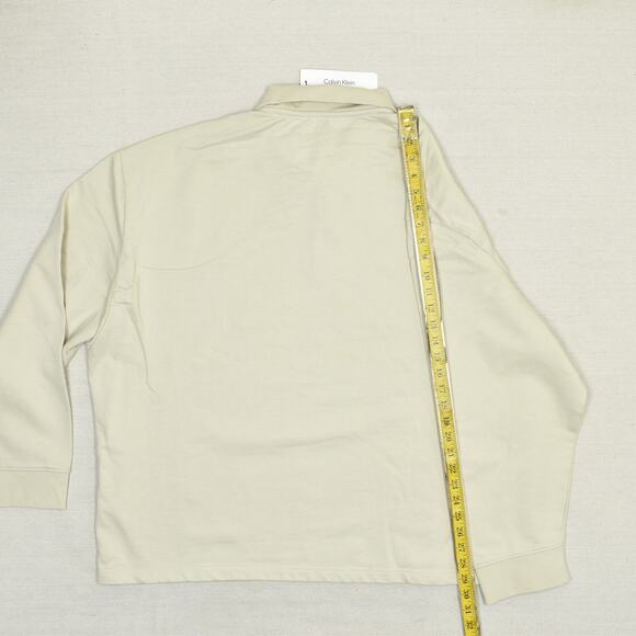 New Calvin Klein Men's 1/4 Zip Pullover Sweater Collared Beige Size 2XL Cotton - Picture 6 of 8